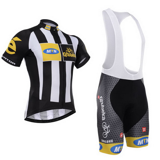 2015 Maillot MTN Tirantes Mangas Cortas Negro Blanco